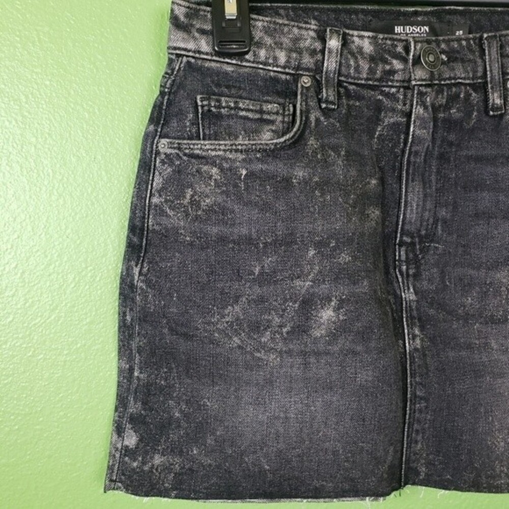 Hudson Black Mini Skirt Acid Silver Glitter  Wash Size 25 - Picture 5 of 10